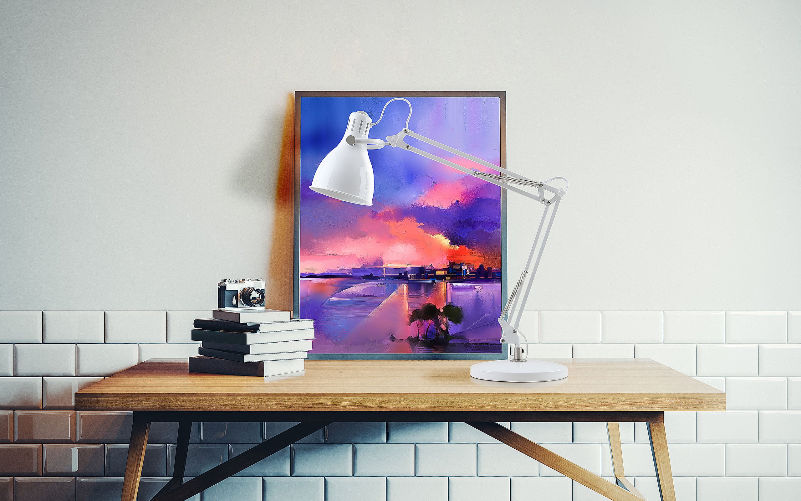 Leader pöytävalaisin kiiltävä valkoinen